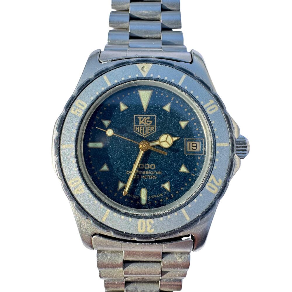 Vintage Tag Heuer 927.606 Mens 2000 Series Professional Watch Blue Moonddust
